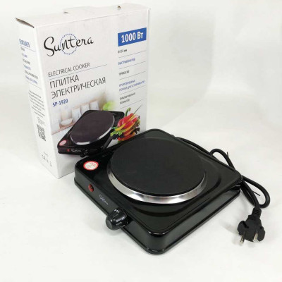 Плита електрична Suntera SP-1920, електроплита для дачі, електроплита 1000Вт Black 