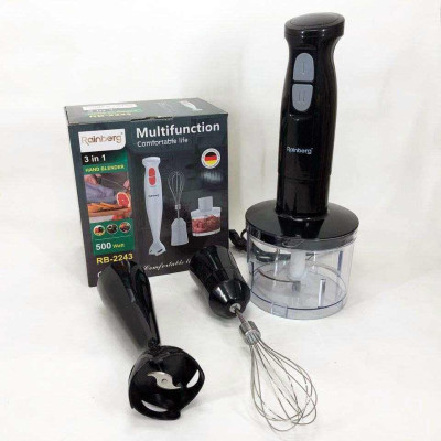 Блендер 3в1 Rainberg RB-2243 500W занурювальний блендер подрібнювач, блендер для дитячого пюре. Колір: чорний Блендер 3в1 Rainberg RB-2243 500W занурювальний блендер подрібнювач, блендер для дитячого пюре. Колір: чорний