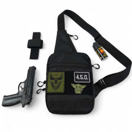 Тактична сумка на плече з кобурою, система MOLLE, патч-панель, Cordura Тактична сумка на плече з кобурою, система MOLLE, патч-панель, Cordura