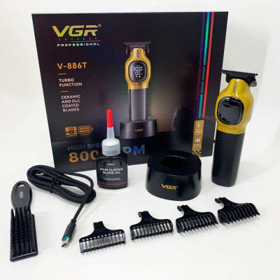 Тример для стрижки волосся VGR V-886T GOLD 8000RPM 4 насадки 