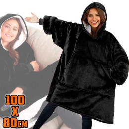 Толстовка плед з капюшоном і рукавами Huggle Hoodie оверсайз Black Толстовка плед з капюшоном і рукавами Huggle Hoodie оверсайз Black