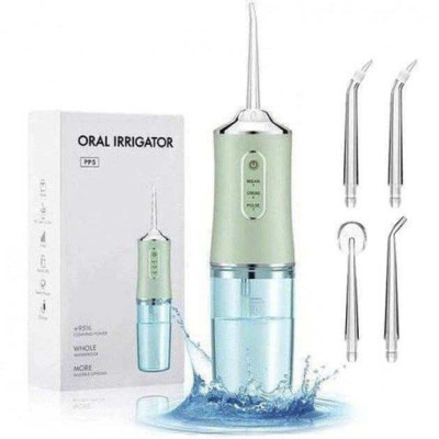 Іригатор для чищення зубів та порожнини рота Oral Irrigator з акумулятором та змінними насадками Green Іригатор для чищення зубів та порожнини рота Oral Irrigator з акумулятором та змінними насадками Green