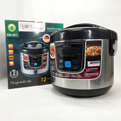 Мультиварка Rainberg RB-801 з 12 програмами 1500 Вт на 6 літрів, скороварка пароварка мультиварка 