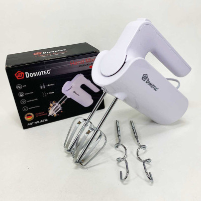 Ручний міксер Domotec R.6653W кухонний міксер із насадками 5 швидкостей 800 Вт білий 