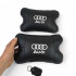 Набір автодушки 2шт на підголовник Audi / Ауді з натуральної шкіри чорна / Підголовник в машину 