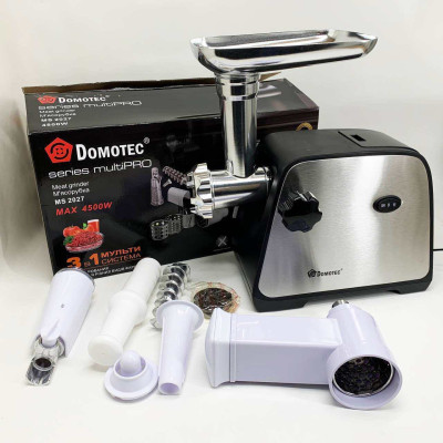 Електрична м'ясорубка Domotec MS-2027 4500 Вт з насадкою для томатів, ковбас та терками 