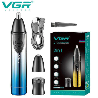 Тример для носа та вух VGR V-619. Колір: синій Тример для носа та вух VGR V-619. Колір: синій