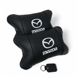 Набір шкіряних подушок Mazda з вишивкою логотипу + подарунок – шкіряний брелок Набір шкіряних подушок Mazda з вишивкою логотипу + подарунок – шкіряний брелок