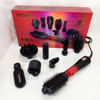 Фен-щітка стайлер VGR 8 в 1 V-488 1100Вт Red 