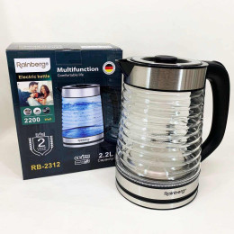 Електрочайник Rainberg RB-2312 скляний дисковий чайник 2.2л 2200Вт Silver Електрочайник Rainberg RB-2312 скляний дисковий чайник 2.2л 2200Вт Silver