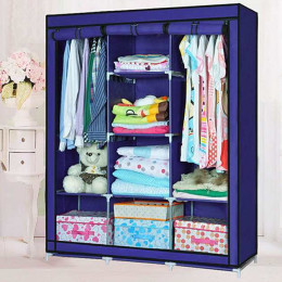 Шафа тканинна 3 секції складана з каркасом STORAGE WARDROBE 175 х 130 х 45 см Каркасна. Колір: синій Шафа тканинна 3 секції складана з каркасом STORAGE WARDROBE 175 х 130 х 45 см Каркасна. Колір: синій