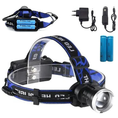 Налобний ліхтар Bailong BL-T24-P50 акумуляторний LED/Zoom 3 режими роботи, ліхтар на голову для риболовлі 