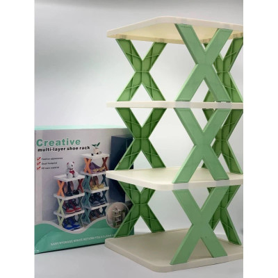 Вертикальна полиця для взуття 4 рівні зелена компактна і стильна 