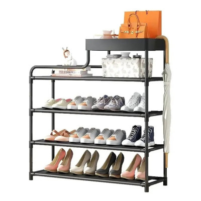 Полиця для взуття стелаж Shoe RACK 5 ярусів металева, Органайзер для зберігання взуття. Колір: чорний 