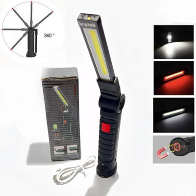 Світлодіодний ліхтар кемпінг W52 SMD + COB, червоний + білий, магніт, гачок, кемпінговий складний ліхтар 