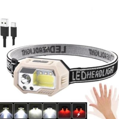 Ліхтар налобний SH-S9-XPE+COB+3SMD(red), ліхтарик налобний з usb зарядкою, ліхтар на голову для бігу 