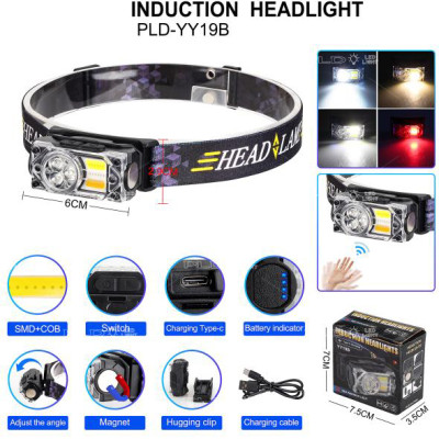 Ліхтар налобний YY-19B-3SMD+2COB(white+yellow+red), Налобний ліхтарик із usb зарядкою Ліхтар налобний YY-19B-3SMD+2COB(white+yellow+red), Налобний ліхтарик із usb зарядкою