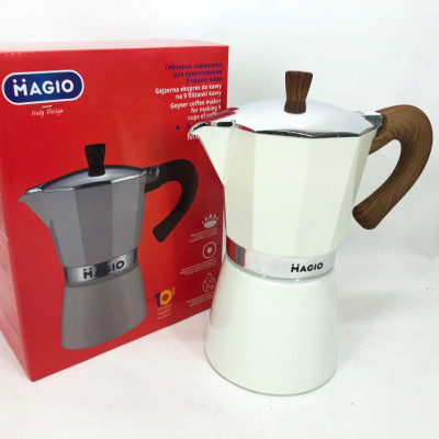 Гейзерна кавоварка Magio MG-1009 450 мл, гейзерна турка для кави, кавоварка гейзерного типу Гейзерна кавоварка Magio MG-1009 450 мл, гейзерна турка для кави, кавоварка гейзерного типу