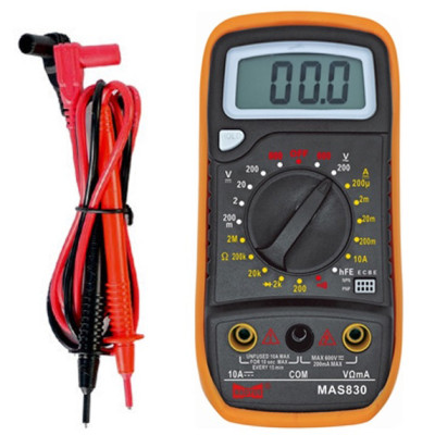 Мультиметр цифровий HAOYUE MAS830 батарейка 9V, 2 щупи, з продзвонюванням і тестом транзисторів 