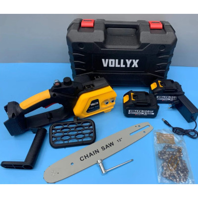 Акумуляторна ланцюгова пила 12 дюймів з двома АКБ жовта 