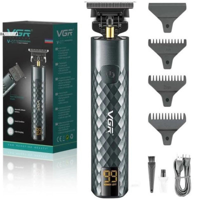 Тример для стрижки волосся, вусів, бороди VGR V-077 з USB зарядкою, корпус метал, триммер бездротовий 
