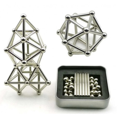 Магнітний конструктор Buckyballs n Buckybars, 64 деталі, магнітна іграшка неокуб, магнітний конструктор 