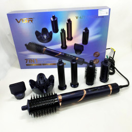 Фен-стайлер для волос 7в1 VGR V-477 DARK Blue Professional 1400 Вт 7 насадок Фен-стайлер для волос 7в1 VGR V-477 DARK Blue Professional 1400 Вт 7 насадок