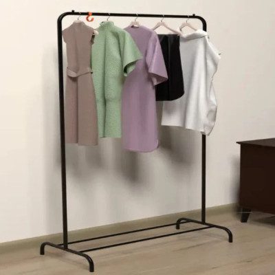 Стойка вішалка підлогова для одягу та взуття чорного кольору 