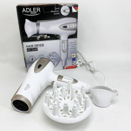 Електричний фен для волосся Adler AD-2248 White 2400Вт для укладання та сушіння з насадками з іонізацією Електричний фен для волосся Adler AD-2248 White 2400Вт для укладання та сушіння з насадками з іонізацією