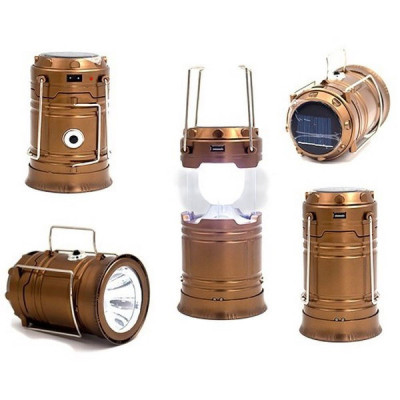 Туристичний ліхтар лампи на сонячній батареї з павером CAMPING MH-5800T (6+1 LED) Brown 