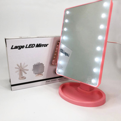 Дзеркало для макіяжу з 16 LED підсвічуванням Mirror, косметичне дзеркало з підсвічуванням. Колір: рожевий 