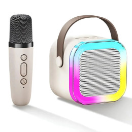 Портативна колонка з караоке мікрофоном та RGB підсвічуванням K12 10W Bluetooth. Колір: білий Портативна колонка з караоке мікрофоном та RGB підсвічуванням K12 10W Bluetooth. Колір: білий