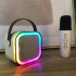 Портативна колонка з караоке мікрофоном та RGB підсвічуванням K12 10W Bluetooth. Колір: білий Портативна колонка з караоке мікрофоном та RGB підсвічуванням K12 10W Bluetooth. Колір: білий