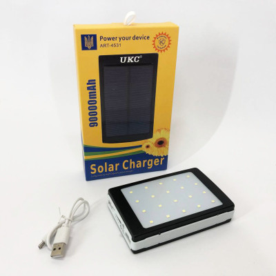 УМБ Power Bank Solar 90000 mAh мобільне зарядне з сонячною панеллю та лампою, Power Bank Charger Батарея 