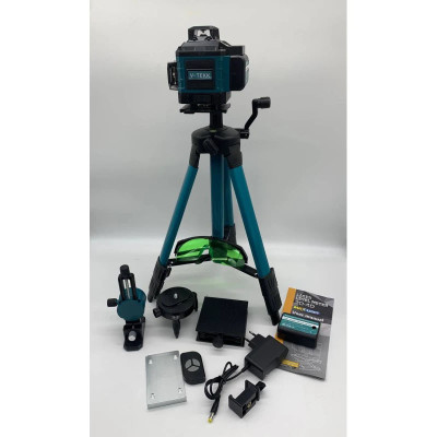Лазерний рівень 4D16 з треногою та 2 акумуляторами в кейсі 