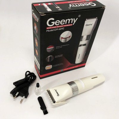 Акумуляторна машинка для стрижки волосся Gemei GM-6042, підстригальна машинка. Колір: білий 