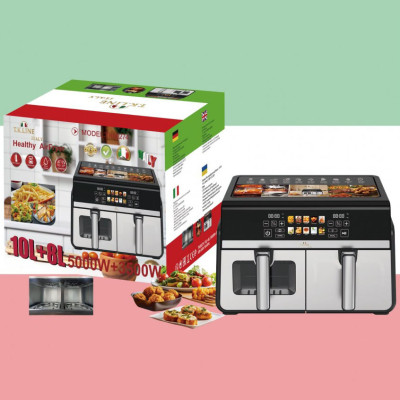Двокамерна аерогриль фритюрниця T.K.Line TK00274 10л + 8л для здорового приготування страв без олії 